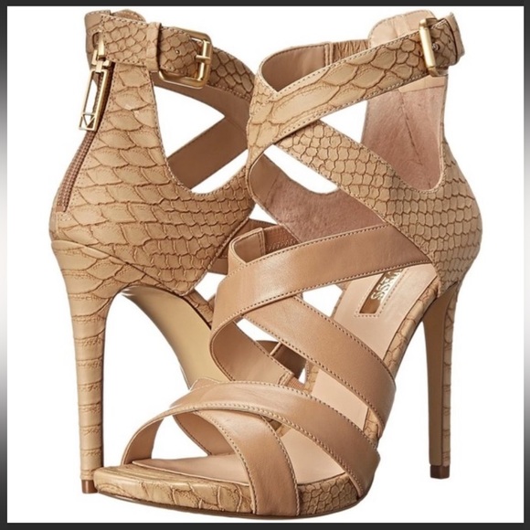 Guess Abby Strappy high heel Python Open Toe Nude Sz9 - Picture 4 of 5